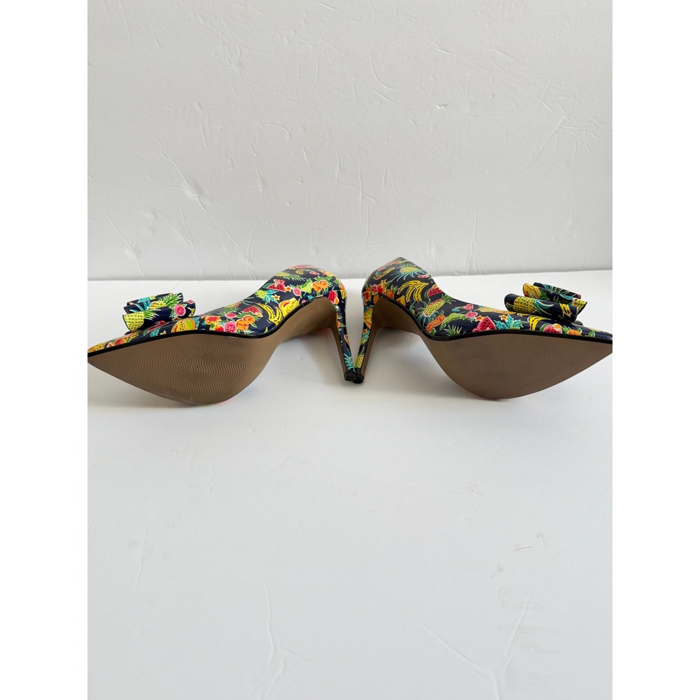 Betsey Johnson Prince Tropical Fruit Print Bow d'Orsay Pumps Navy Multi 7.5M - Picture 9 of 12